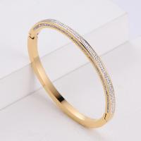 Stainless Steel Bangle, 316 Stainless Steel, Donut, Vacuum Ion Plating, fashion jewelry & for woman & with rhinestone 