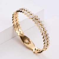 Stainless Steel Bangle, 316 Stainless Steel, Donut, Vacuum Ion Plating, fashion jewelry & for woman & with rhinestone 