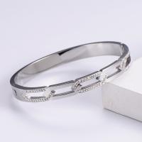 Stainless Steel Bangle, 316 Stainless Steel, Donut, Vacuum Ion Plating, fashion jewelry & for woman & with rhinestone 