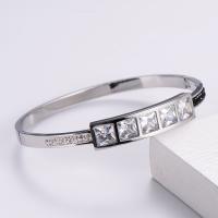 Stainless Steel Bangle, 316 Stainless Steel, Donut, Vacuum Ion Plating, fashion jewelry & for woman & with rhinestone 