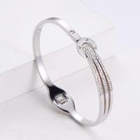 Stainless Steel Bangle, 316 Stainless Steel, Donut, Vacuum Ion Plating, fashion jewelry & for woman & with rhinestone 