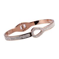 Stainless Steel Bangle, 316 Stainless Steel, Donut, Vacuum Ion Plating, fashion jewelry & for woman & with rhinestone 