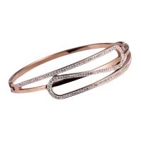 Stainless Steel Bangle, 316 Stainless Steel, Donut, Vacuum Ion Plating, fashion jewelry & for woman & with rhinestone 