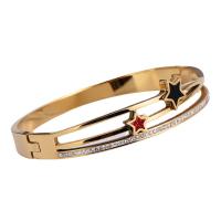 Stainless Steel Bangle, 316 Stainless Steel, Donut, Vacuum Ion Plating, fashion jewelry & for woman & with rhinestone 