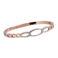 Stainless Steel Bangle, 316 Stainless Steel, Donut, Vacuum Ion Plating, fashion jewelry & for woman & with rhinestone 