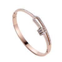 Stainless Steel Bangle, 316 Stainless Steel, Donut, Vacuum Ion Plating, fashion jewelry & for woman & with rhinestone 