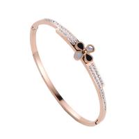 Stainless Steel Bangle, 316 Stainless Steel, Donut, Vacuum Ion Plating, fashion jewelry & for woman & with rhinestone 