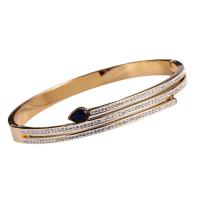 Stainless Steel Bangle, 316 Stainless Steel, Donut, Vacuum Ion Plating, fashion jewelry & for woman & with rhinestone 