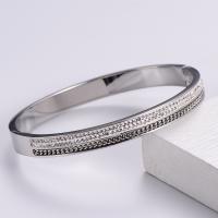 Stainless Steel Bangle, 316 Stainless Steel, Donut, Vacuum Ion Plating, fashion jewelry & for woman & with rhinestone 