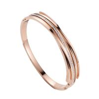 Stainless Steel Bangle, 316 Stainless Steel, Donut, Vacuum Ion Plating, fashion jewelry & for woman & with rhinestone 