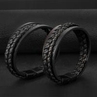 Zinc Alloy Bracelet, with PU Leather, Vacuum Ion Plating, fashion jewelry & for man 22mm Approx 8.46 Inch 