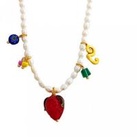 Collier en Murano bijoux, laiton, avec chalumeau & verre & perle de plastique, avec 1.97inch chaînes de rallonge, bijoux de mode & pour femme, 17mm Environ 17.32 pouce, Vendu par PC