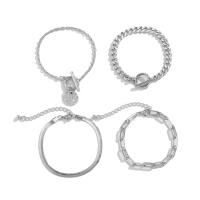 Moda pulseras de la aleación de Zinc, con cadena de hierro & metal, con 1.9inch extender cadena, chapado, 4 piezas & para mujer, más colores para la opción, longitud:aproximado 6.2 Inch, Vendido por Set