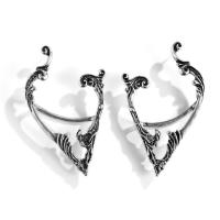 aleación de zinc Envoltura de pendientes, chapado en color de plata antigua, para mujer, 72x42mm, Vendido por UD