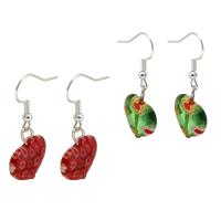 Lampwork Drop Earring, with Zinc Alloy, Heart, random style & fashion jewelry & for woman, Random Color, 38mm 