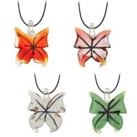 Collier en Murano bijoux, chalumeau, avec corde de cire, papillon, envoyé au hasard & bijoux de mode & pour femme, Couleur aléatoire .5 pouce, Vendu par PC