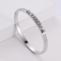 Stainless Steel Bangle, 316 Stainless Steel, Donut, Vacuum Ion Plating, fashion jewelry & for woman & with rhinestone 