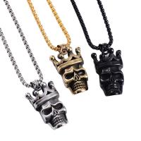 Stainless Steel Jewelry Necklace, 304 Stainless Steel, Skull, Vacuum Ion Plating, fashion jewelry & for man & blacken cm 