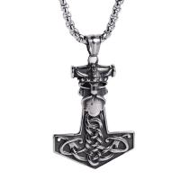 Edelstahl Schmuck Halskette, 304 Edelstahl, Thors Hammer, Vakuum-Ionen-Beschichtung, Modeschmuck & unisex & verschiedene Stile für Wahl, originale Farbe, 41x32mm, Länge:60 cm, verkauft von PC