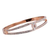 Stainless Steel Bangle, 316 Stainless Steel, Round, Vacuum Ion Plating, fashion jewelry & for woman & with rhinestone 