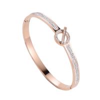 Stainless Steel Bangle, 316 Stainless Steel, Round, Vacuum Ion Plating, fashion jewelry & for woman & with rhinestone 