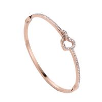 Stainless Steel Bangle, 316 Stainless Steel, Round, Vacuum Ion Plating, fashion jewelry & for woman & with rhinestone 