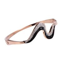 Stainless Steel Bangle, 316 Stainless Steel, Round, Vacuum Ion Plating, fashion jewelry & for woman & with rhinestone 