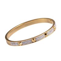 Stainless Steel Bangle, 316 Stainless Steel, Round, Vacuum Ion Plating, fashion jewelry & for woman & with rhinestone 