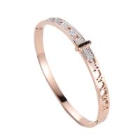 Stainless Steel Bangle, 316 Stainless Steel, Round, Vacuum Ion Plating, fashion jewelry & for woman & with rhinestone 