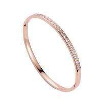 Stainless Steel Bangle, 316 Stainless Steel, Round, Vacuum Ion Plating, fashion jewelry & for woman & with rhinestone 