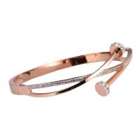 Stainless Steel Bangle, 316 Stainless Steel, Round, Vacuum Ion Plating, fashion jewelry & for woman & with rhinestone 