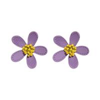 Pendientes de Perno de Aleación de Zinc, Flor, barniz de secado al horno, Joyería & para mujer, Púrpura, 22x22mm, Vendido por Par