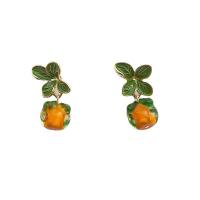 Glass Zinc Alloy Earring, with Glass, fashion jewelry & for woman & enamel 