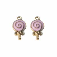 Zinc Alloy Enamel Pendants, Lollipop, gold color plated, Unisex 