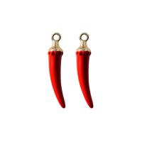 Zinc Alloy Enamel Pendants, Cayenne, gold color plated, Unisex, red 