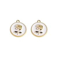 Zinc Alloy Enamel Pendants, gold color plated, Unisex 