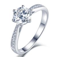 Cubic Zirconia anillo de dedo de plata esterlina, Plata de ley 925, chapado en platina real, diverso tamaño para la opción & micro arcilla de zirconia cúbica & para mujer, 6.5mm, tamaño:5-9, Vendido por UD