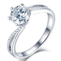 Cubic Zirconia anillo de dedo de plata esterlina, Plata de ley 925, chapado en platina real, diverso tamaño para la opción & micro arcilla de zirconia cúbica & para mujer, 6.5mm, tamaño:5-9, Vendido por UD