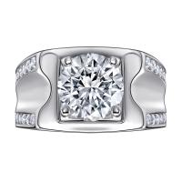 Cubic Zirconia anillo de dedo de plata esterlina, Plata de ley 925, Patrón Geométrico, chapado en platina real, diverso tamaño para la opción & micro arcilla de zirconia cúbica & para hombre, 9mm, tamaño:8-12, Vendido por UD