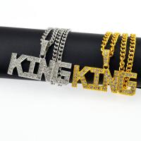 Zink Legierung Straßkette, Zinklegierung, Alphabet-Buchstabe, plattiert, unisex & mit Strass & hohl, keine, 38x24mm, Länge:ca. 27.5 ZollInch, verkauft von PC