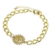 Cubic Zirconia Micro Pave Brass Bracelet, gold color plated, micro pave cubic zirconia & for woman Approx 9.5 Inch 