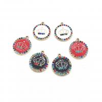 Zinc Alloy Rhinestone Pendants, Round, enamel & with rhinestone 10-25mm 