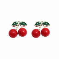 Zinc Alloy Enamel Pendants, Cherry, plated 