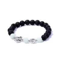 Lava Bead Bracelet, with Night-Light Stone & Zinc Alloy, Unisex & luminated, mixed colors cm 