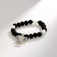 Lava Bead Bracelet, with Night-Light Stone & Zinc Alloy, Unisex & luminated, mixed colors cm 