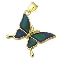 Colgantes de latón del esmalte, metal, Mariposa, chapado en color dorado, Joyería & Bricolaje, azul, 23x20x3mm, agujero:aproximado 3mm, Vendido por UD