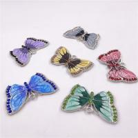 Zinc Alloy Enamel Pendants, Butterfly, platinum color plated, Unisex & with rhinestone 