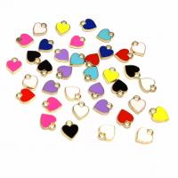 Zinc Alloy Enamel Pendants, Heart, gold color plated, Unisex 