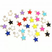 Zinc Alloy Enamel Pendants, Star, gold color plated, Unisex 