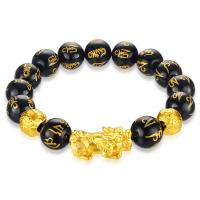 Zinc Alloy Resin Bracelets, with Zinc Alloy, Mythical Wild Animal, gold color plated, Unisex, mixed colors, 12mm .09 Inch 